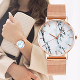 Load image into Gallery viewer, Rose Gold Mesh Band Marble Watch